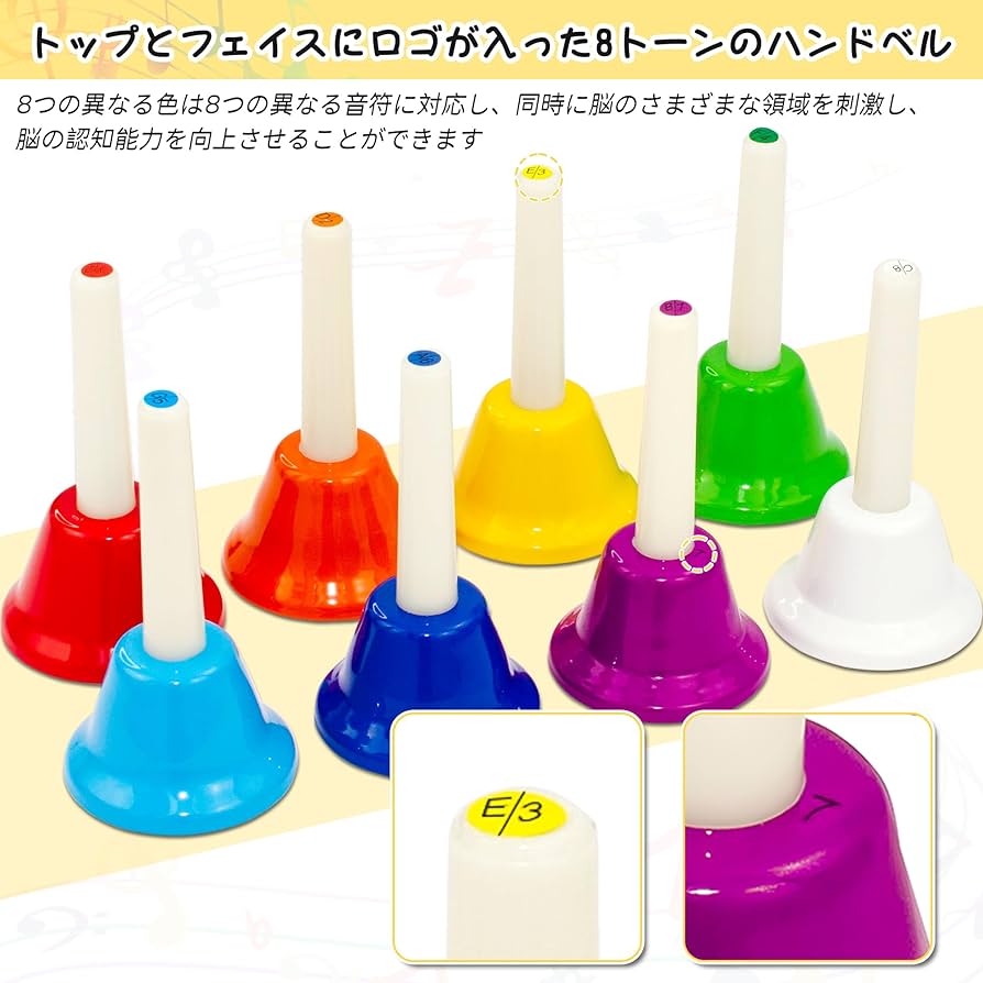 ハンドベル　ミュージック 楽天市場】ミュージックベル 8音 スティック付 ハンドベル